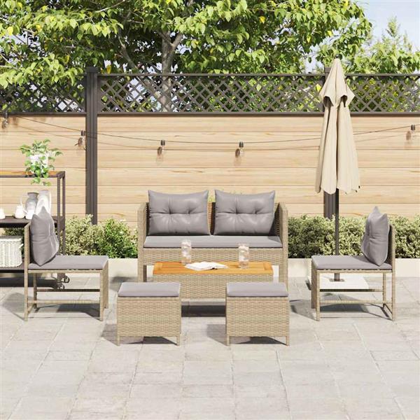 Grote foto vidaxl tuin sofa set 6 pcs beige lichtgrijs poly rattan tuin en terras tuinmeubelen