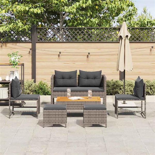 Grote foto vidaxl tuin sofa set 6 pcs grijs donkergrijs poly rattan tuin en terras tuinmeubelen