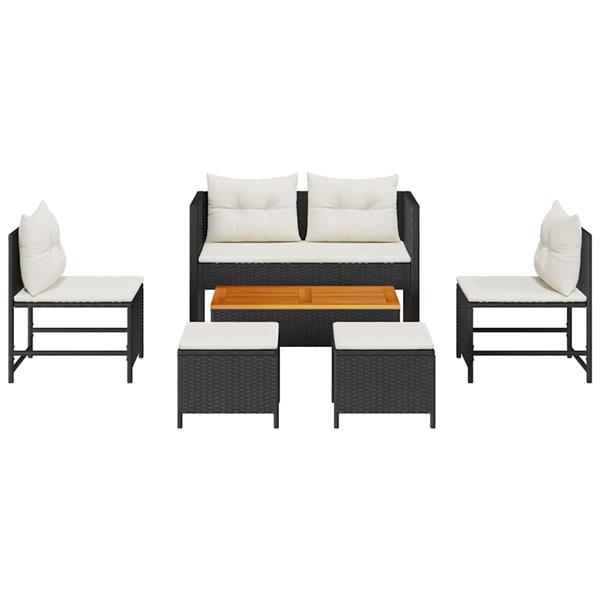 Grote foto vidaxl tuin sofa set 6 pcs zwart cr me poly rattan tuin en terras tuinmeubelen