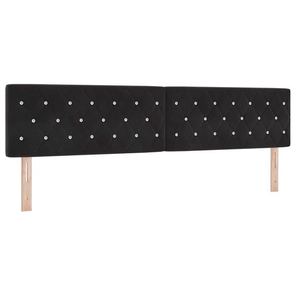 Grote foto vidaxl fluwelen hoofdbord argyle met hoofdeinde zwart 200 cm fluweel antiek en kunst stoelen en banken