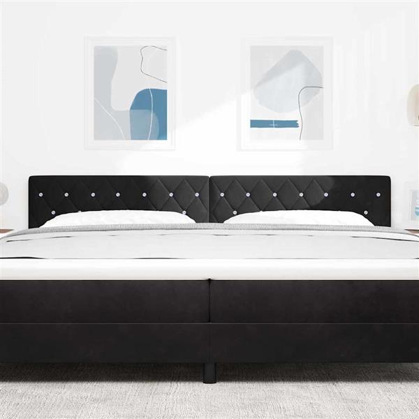 Grote foto vidaxl fluwelen hoofdbord argyle met hoofdeinde zwart 200 cm fluweel antiek en kunst stoelen en banken
