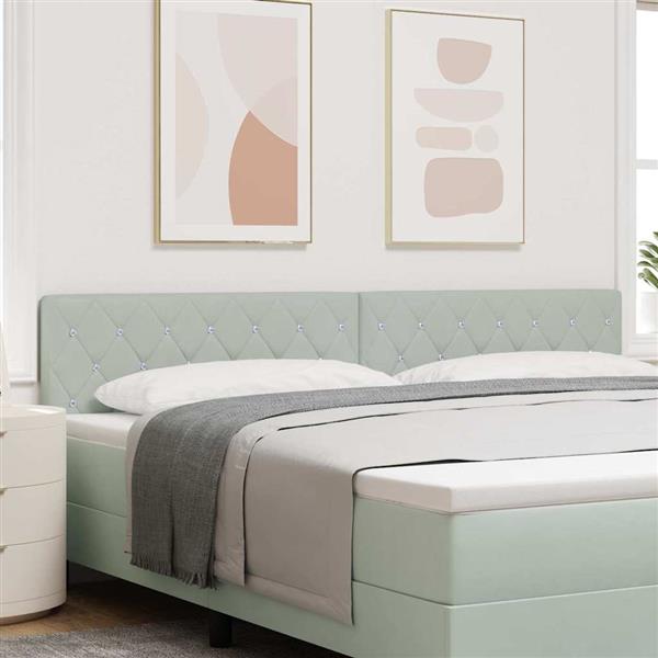 Grote foto vidaxl fluwelen hoofdbord argyle handmatig lichtgrijs 200 cm fluweel antiek en kunst stoelen en banken