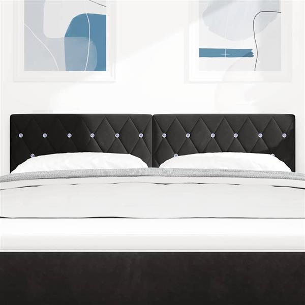 Grote foto vidaxl fluwelen hoofdbord argyle met hoofdeinde zwart 160 cm fluweel antiek en kunst stoelen en banken