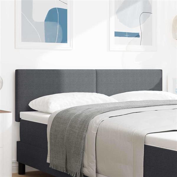 Grote foto vidaxl hoofdbord met hoofdeinde donkergrijs 160 cm ribstof antiek en kunst stoelen en banken
