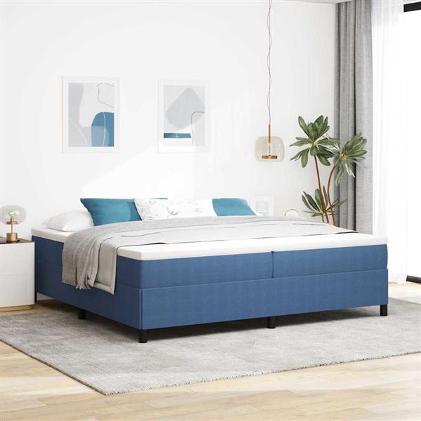 Grote foto vidaxl bedframe blauw 200 x 200 cm katoenen stof antiek en kunst stoelen en banken