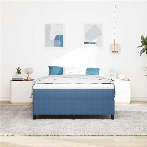 Grote foto vidaxl bedframe blauw 160 x 200 cm katoenen stof antiek en kunst stoelen en banken