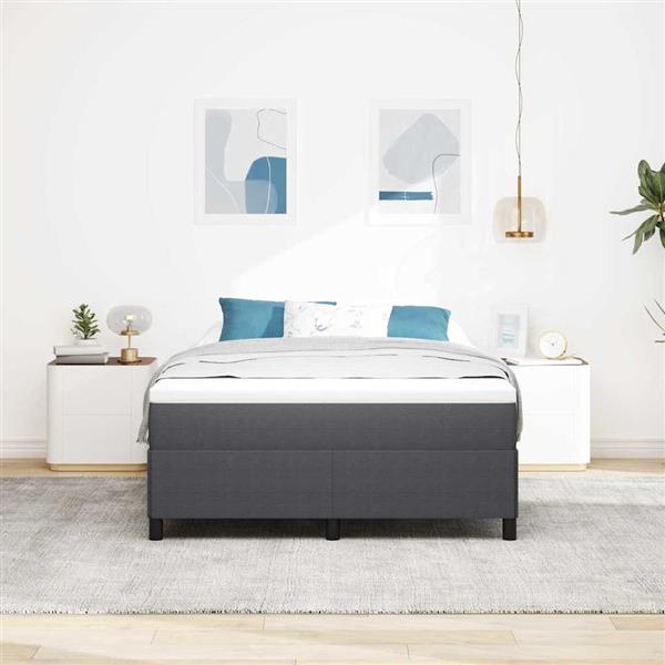 Grote foto vidaxl bedframe donkergrijs 160 x 200 cm katoenen stof antiek en kunst stoelen en banken