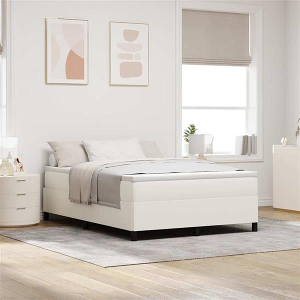 Grote foto vidaxl bedframe cr me 140 x 200 cm katoenen stof antiek en kunst stoelen en banken