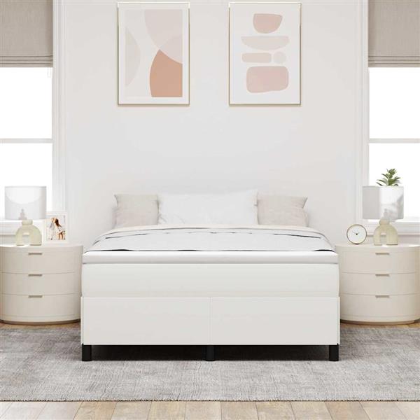 Grote foto vidaxl bedframe cr me 140 x 200 cm katoenen stof antiek en kunst stoelen en banken