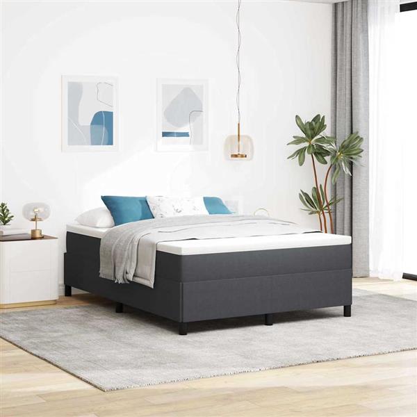 Grote foto vidaxl bedframe donkergrijs 140 x 200 cm katoenen stof antiek en kunst stoelen en banken