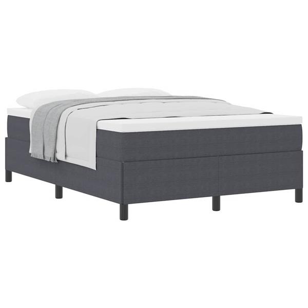 Grote foto vidaxl bedframe donkergrijs 140 x 190 cm katoenen stof antiek en kunst stoelen en banken