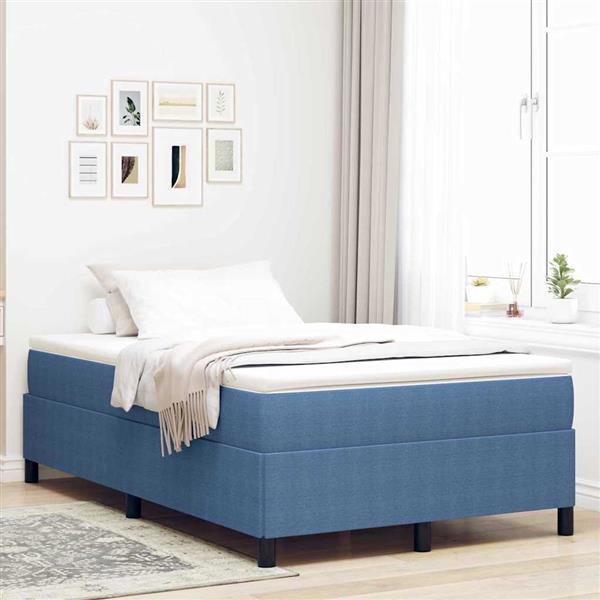 Grote foto vidaxl bedframe blauw 120 x 200 cm katoenen stof antiek en kunst stoelen en banken