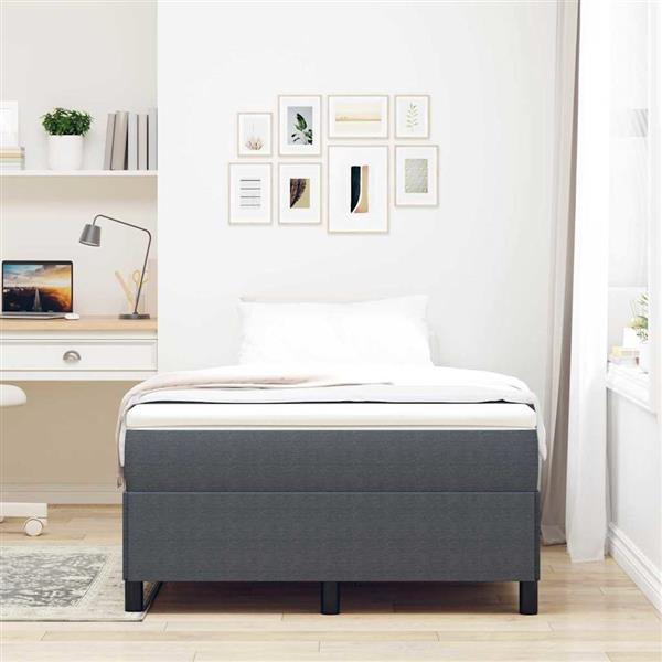 Grote foto vidaxl bedframe donkergrijs 120 x 200 cm katoenen stof antiek en kunst stoelen en banken