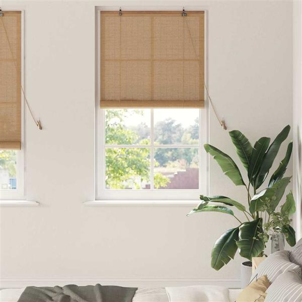 Grote foto vidaxl rolgordijn met gordijnen bruin 90 x 220 cm bamboe huis en inrichting gordijnen en lamellen