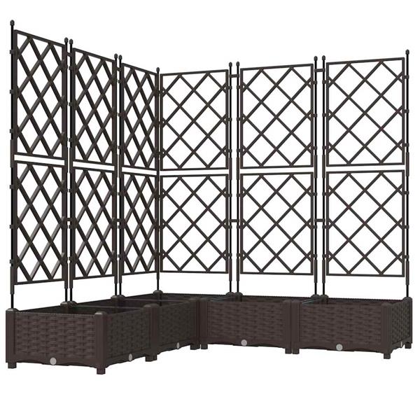 Grote foto vidaxl tuindruppel met trellis 5 pcs bruin 120 x 120 x 125 5 cm pp tuin en terras overige tuin en terras
