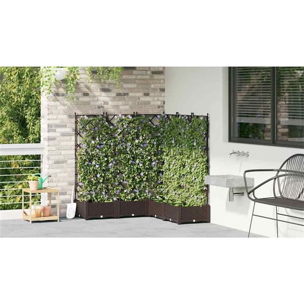 Grote foto vidaxl tuindruppel met trellis 5 pcs bruin 120 x 120 x 125 5 cm pp tuin en terras overige tuin en terras