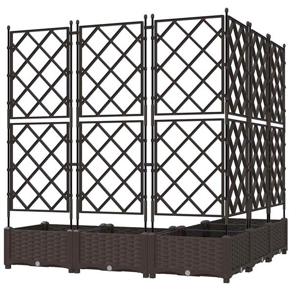 Grote foto vidaxl tuindruppel met trellis 5 pcs bruin 120 x 120 x 125 5 cm pp tuin en terras overige tuin en terras
