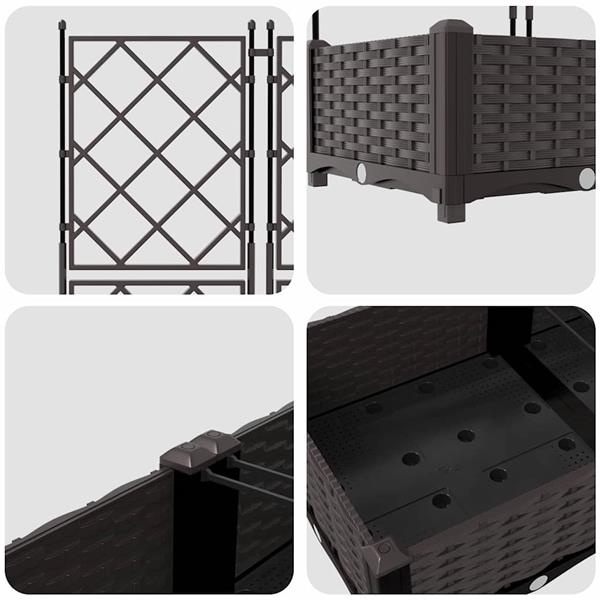 Grote foto vidaxl tuindruppel met trellis 5 pcs bruin 120 x 120 x 125 5 cm pp tuin en terras overige tuin en terras