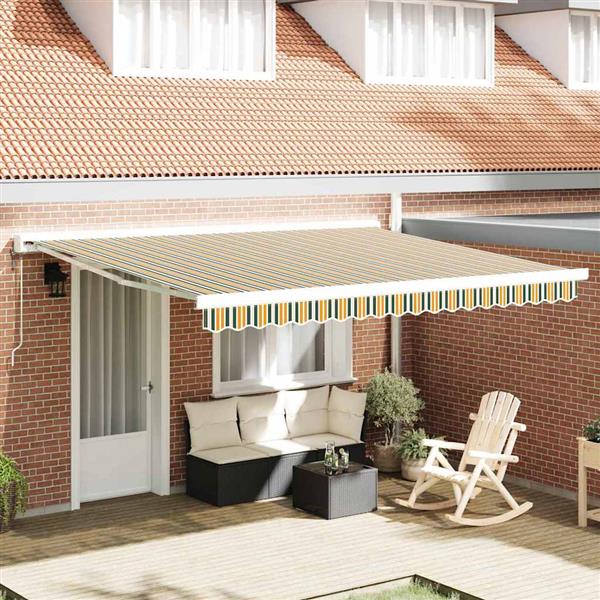 Grote foto vidaxl vervangingsdoek voor zonnescherm groen en geel 400 300 cm tuin en terras overige tuin en terras