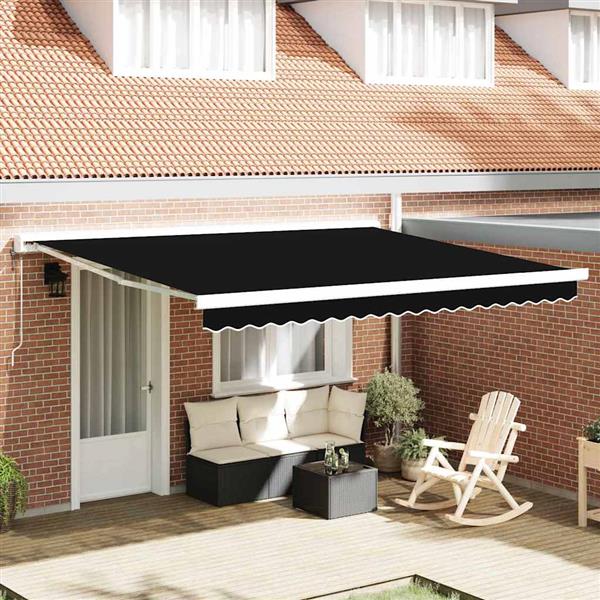 Grote foto vidaxl vervangingsdoek voor zonnescherm zwart 400 350 cm canvas tuin en terras overige tuin en terras