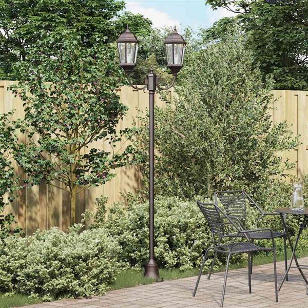 Grote foto vidaxl tuin lantaarnpaal brons aluminium en glas tuin en terras verlichting