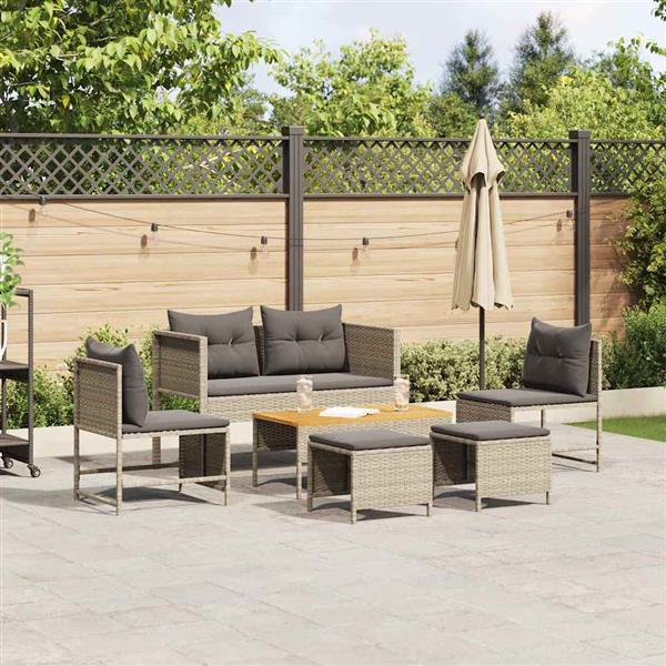 Grote foto vidaxl tuin sofa set 6 pcs lichtgrijs donkergrijs poly rattan tuin en terras tuinmeubelen
