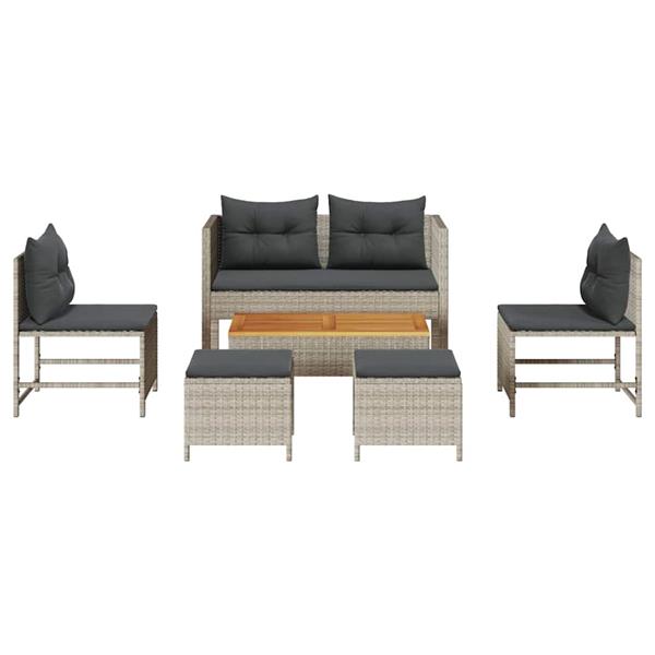 Grote foto vidaxl tuin sofa set 6 pcs lichtgrijs donkergrijs poly rattan tuin en terras tuinmeubelen