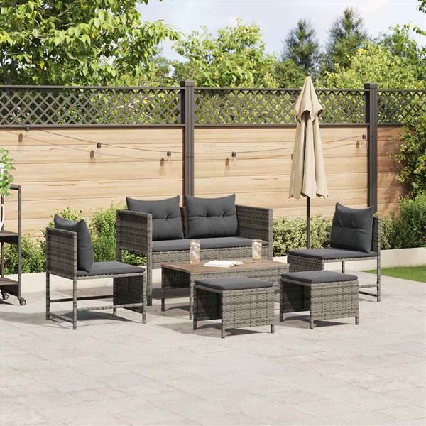 Grote foto vidaxl tuin sofa set 6 pcs grijs donkergrijs poly rattan tuin en terras tuinmeubelen
