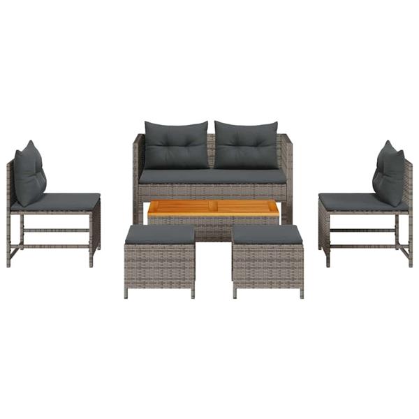 Grote foto vidaxl tuin sofa set 6 pcs grijs donkergrijs poly rattan tuin en terras tuinmeubelen