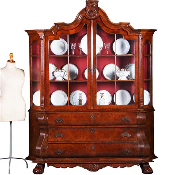 Grote foto grote noten met wortelnoten porseleinkast ca 1870 willem iii tijd no.311435 antiek en kunst stoelen en banken