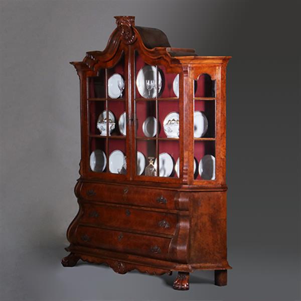 Grote foto grote noten met wortelnoten porseleinkast ca 1870 willem iii tijd no.311435 antiek en kunst stoelen en banken