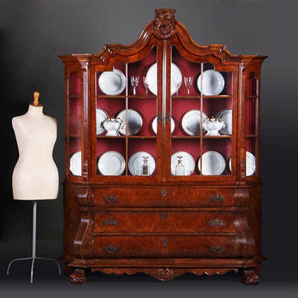 Grote foto grote noten met wortelnoten porseleinkast ca 1870 willem iii tijd no.311435 antiek en kunst stoelen en banken