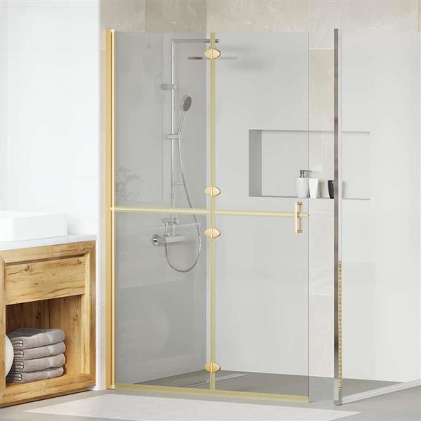 Grote foto vidaxl inloop douche wand goud en transparant 120 x 190 cm gehard glas huis en inrichting complete badkamers