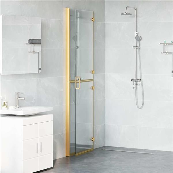 Grote foto vidaxl inloop douche wand goud en transparant 120 x 190 cm gehard glas huis en inrichting complete badkamers