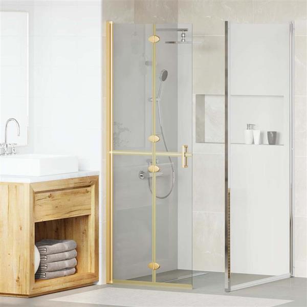 Grote foto vidaxl inloop douche wand goud en transparant 70 x 190 cm gehard glas huis en inrichting complete badkamers