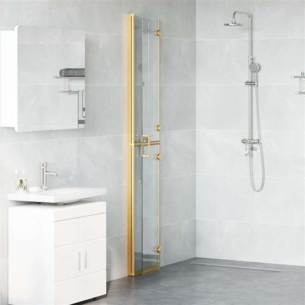 Grote foto vidaxl inloop douche wand goud en transparant 70 x 190 cm gehard glas huis en inrichting complete badkamers