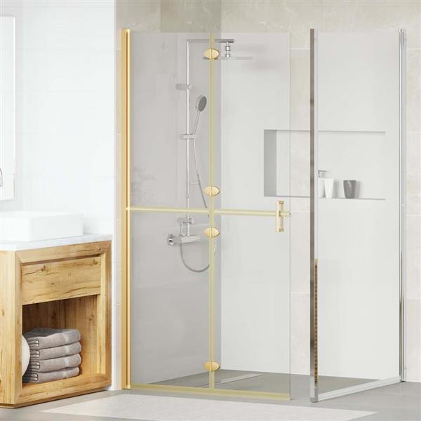 Grote foto vidaxl inloop douche wand goud en transparant 100 x 190 cm gehard glas huis en inrichting complete badkamers