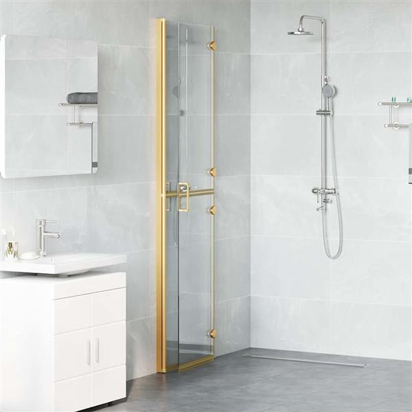 Grote foto vidaxl inloop douche wand goud en transparant 100 x 190 cm gehard glas huis en inrichting complete badkamers