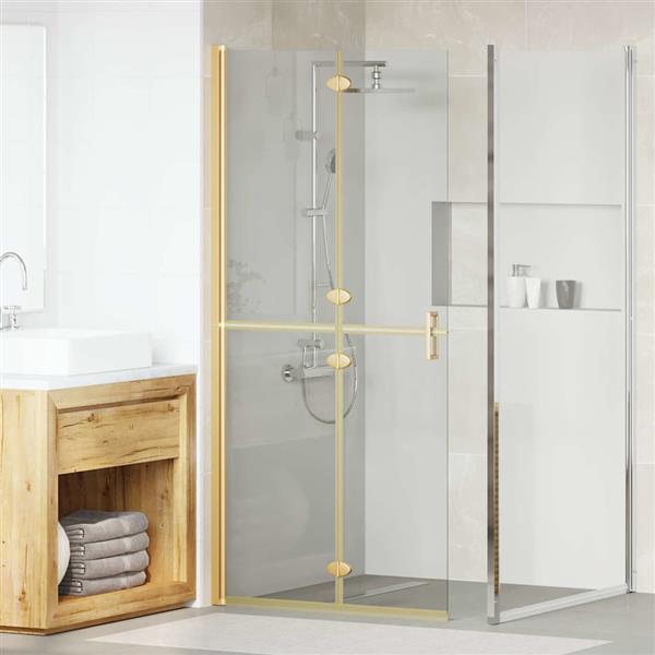Grote foto vidaxl inloop douche wand goud en transparant 90 x 190 cm gehard glas huis en inrichting complete badkamers