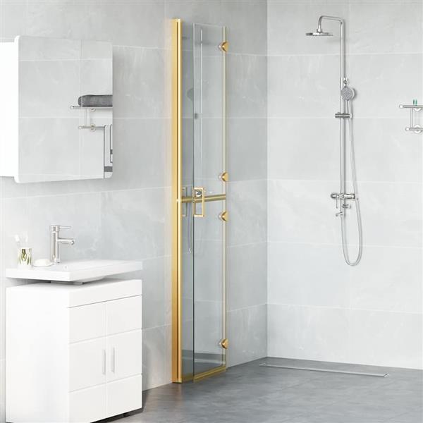 Grote foto vidaxl inloop douche wand goud en transparant 90 x 190 cm gehard glas huis en inrichting complete badkamers