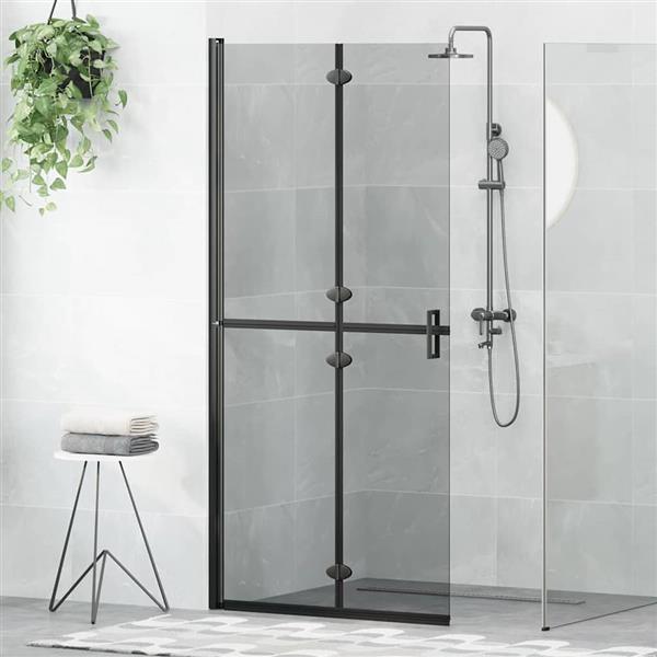 Grote foto vidaxl inloop douche wand zwart en donkertransparant 90 x 190 cm huis en inrichting complete badkamers