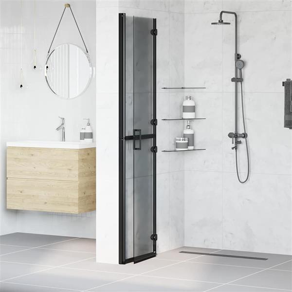 Grote foto vidaxl inloop douche wand zwart en donkertransparant 90 x 190 cm huis en inrichting complete badkamers