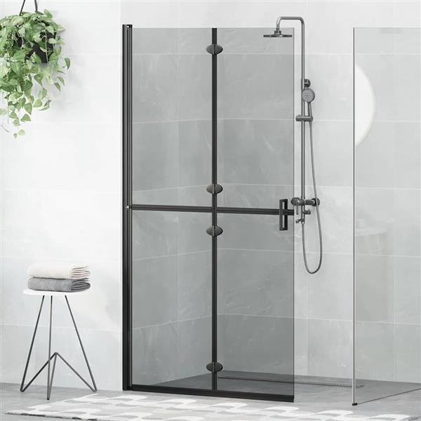 Grote foto vidaxl inloop douche wand zwart en donkertransparant 100 x 190 cm huis en inrichting complete badkamers