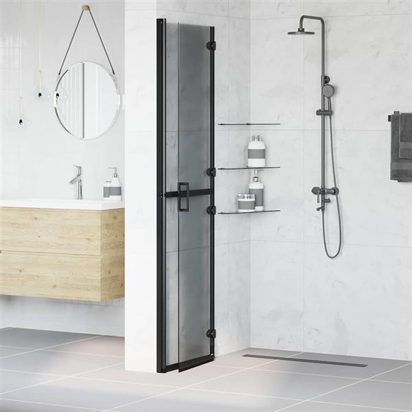 Grote foto vidaxl inloop douche wand zwart en donkertransparant 100 x 190 cm huis en inrichting complete badkamers