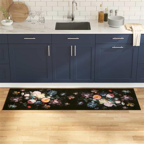 Grote foto vidaxl keuken mat floral bloemen 60 x 180 cm fluweel tuin en terras overige tuin en terras