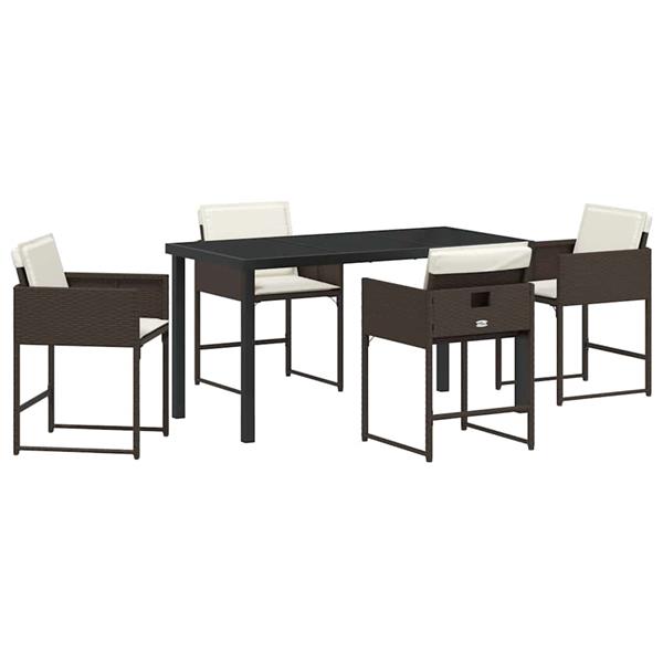 Grote foto vidaxl tuin eetset 5 pcs bruin poly rattan tuin en terras tuinmeubelen
