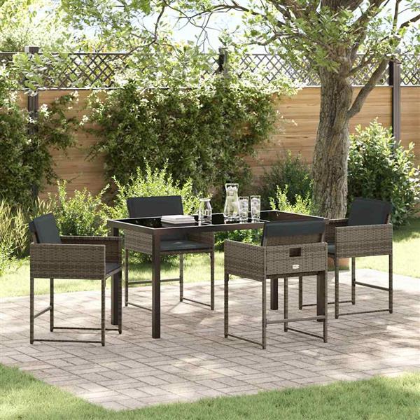 Grote foto vidaxl tuin eetset 5 pcs grijs poly rattan tuin en terras tuinmeubelen