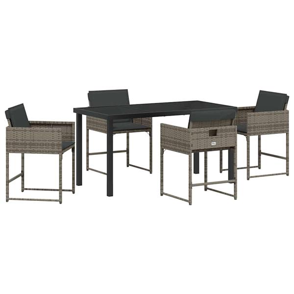 Grote foto vidaxl tuin eetset 5 pcs grijs poly rattan tuin en terras tuinmeubelen