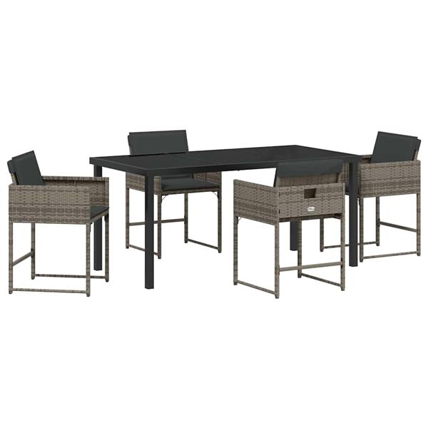 Grote foto vidaxl tuin eetset 5 pcs grijs poly rattan tuin en terras tuinmeubelen