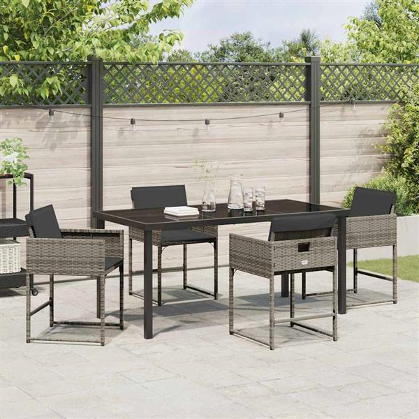 Grote foto vidaxl tuin eetset 5 pcs grijs poly rattan tuin en terras tuinmeubelen